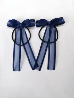 393 オーガンジーヘアゴム　ネイビー