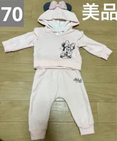 【美品】ベビー ミニーちゃんリボンフード付き セットアップ