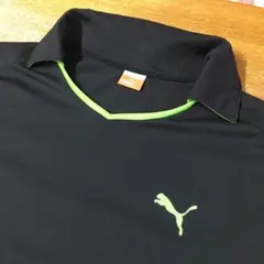 美品　PUMA　襟付き　半袖　Tシャツ　黒/緑　L