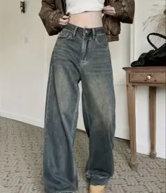 ハイウエスト ワイド デニム