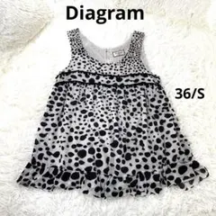 Diagramダイアグラム　ノースリーブフリルブラウス　シルク　36/S