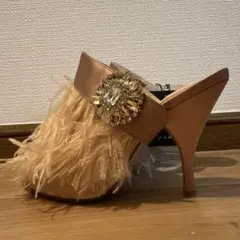 ZARA ザラ 靴 ミュール 37 ピンク フェザー パーティー