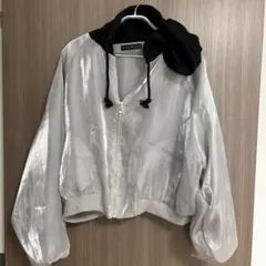GORGE フード付きシルバークロップドジャケット