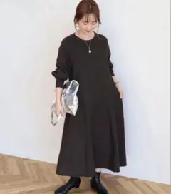 バイパチニットフレアワンピースMチャコールグレー