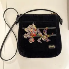FEILER 花柄刺繍 ショルダーバッグ ブラック