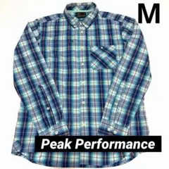 Peak Performance チェック 長袖シャツ ブルー アウトドアウェア