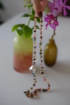 【ヴィンテージ】マルチカラー 天然石ビーズネックレス