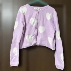 H&M ラベンダー ハート柄 カーディガン 122/128