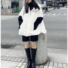 rienda リエンダ　フーディー中綿ポンチョJK ケープ　キルティングコートのサムネイル