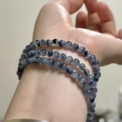 ブルーラビットヘアルチルブレスレット　3連巻き　NO.630