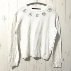 ✨良品✨アーバンリサーチ《FREE》ビジュー薄手ニット　ホワイト　大人　綺麗目