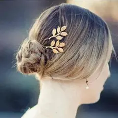 新品♪葉っぱモチーフヘアピン2個セットゴールドボヘミアンヘアアクセ