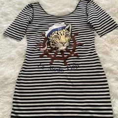 伊太利屋 ボーダー Tシャツ ヒョウ ワッペン セーラ　アニマル柄のサムネイル