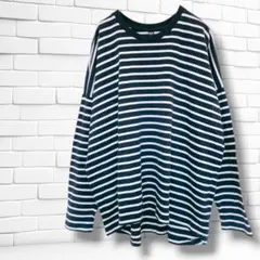 ユニクロ　ロンT　長袖Ｔシャツ　L　良品　紺　ボーダー　ゆったり　着回し