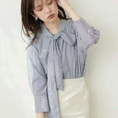 natural couture ストライプブラウス FREE