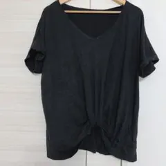 レディース ブラック Vネック Tシャツ 【XL】