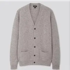 ユニクロ プレミアムラムVネックカーディガン（長袖） グレー XL