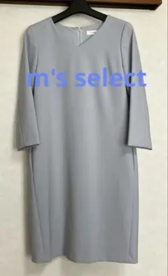 M's select ライトブルー Vネック 七分袖ワンピースのサムネイル