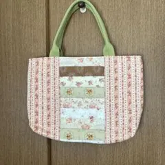 ハンドメイド パッチワーク トートバッグ 花柄