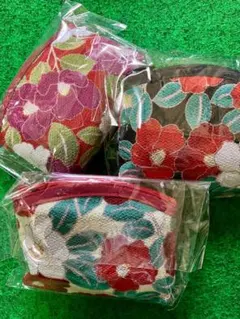 和風　椿　ツバキ　ポーチ　3個セット①