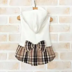 犬服　ハンドメイド　フード付きパーカー風ワンピ④