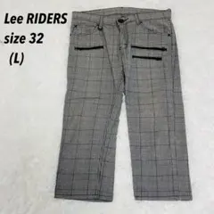 【美品】Lee RIDERS グレンチェック柄 ジップクロップドパンツ 32 Lのサムネイル