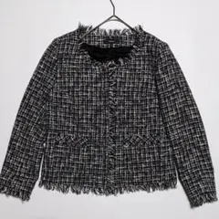 美品 Theory ツイード ノーカラージャケット フリンジ Mサイズ