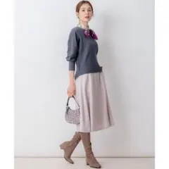 美品　組曲　ウールジョーゼット キュロットパンツ　ピンク　スカート　パンツ　M