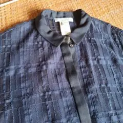 ネイビー チェック柄 長袖ワンピース