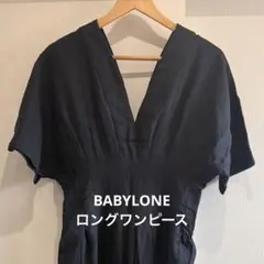BABYLONE ネイビー麻ワンピースFサイズ
