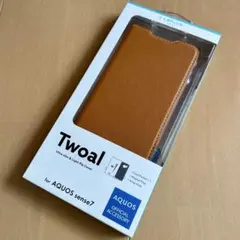 AQUOS sense7 軽量PUレザーフラップケース キャメル