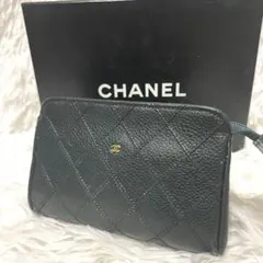 CHANEL シャネル マトラッセ ココマーク ポーチ 巾着 ビコローレ 希少】シャネル ビコローレ 巾着 ポーチ マトラッセ ココマーク レザー