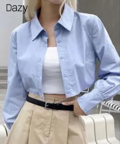SHEIN Dazy 水色 クロップドシャツ 長袖のサムネイル
