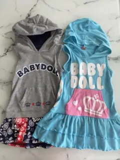 BABYDOLL フード付きノースリーブワンピース 100cm２点セット