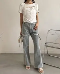 サイドレースあき美脚デニム