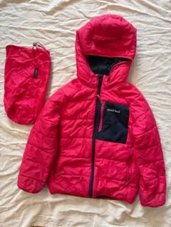 mont-bell 赤 ダウンコート フード付き 収納袋付き