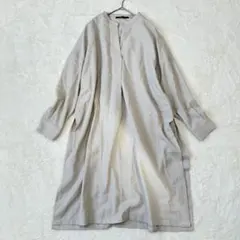 Munich◆コットンリネン ロングシャツワンピース/キーネック サイドスリット