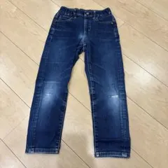 ユニクロ　キッズ　120cm ダメージあり　ダークブルー ストレートパンツ