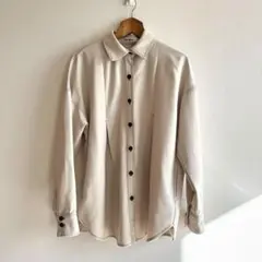 春物 シャツ 厚手 アウター ビッグシャツ 白 オフホワイト アイボリー