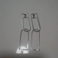 シルバー 長方形 フープピアス