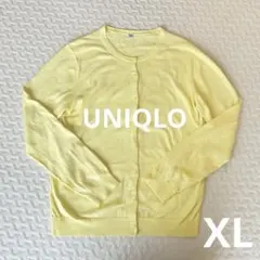 UNIQLO ユニクロ　UVカットスーピマコットンクルーネックカーディガン黄XL
