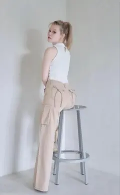 andmary Back ribbon denim cargo pants M - メルカリ