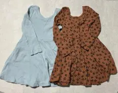 美品　海外子供服　フレア　ワンピース　リブ　花柄　無地　女の子　100