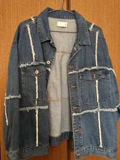 デニムジャケット フリンジパッチワーク