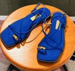 【未使用級】GRISE ルタロン メタルリングクロストングサンダル L ブルー
