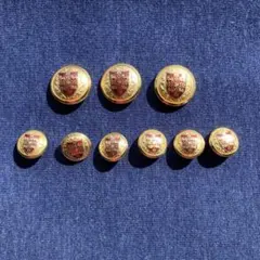 ヴィンテージ　メタルボタン 金色の盾の紋章　赤 3✖️6個セット