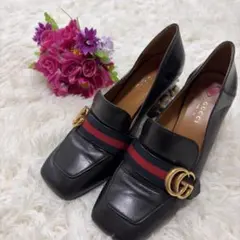 Gucci GGマーモント ヒール パール ブラック 38 24.5