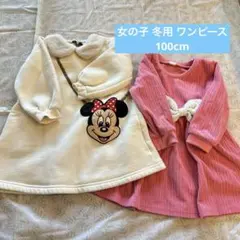 女の子 裏起毛 冬用 ワンピース クリスマス ディズニー 100cm