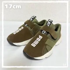 【新品未使用】キッズシューズ スニーカー オリーブグリーン 軽量 17cm