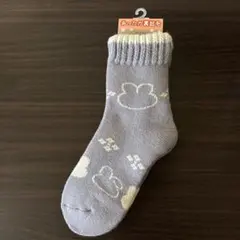 ウサギ柄裏起毛ソックス 23-25cm グレー